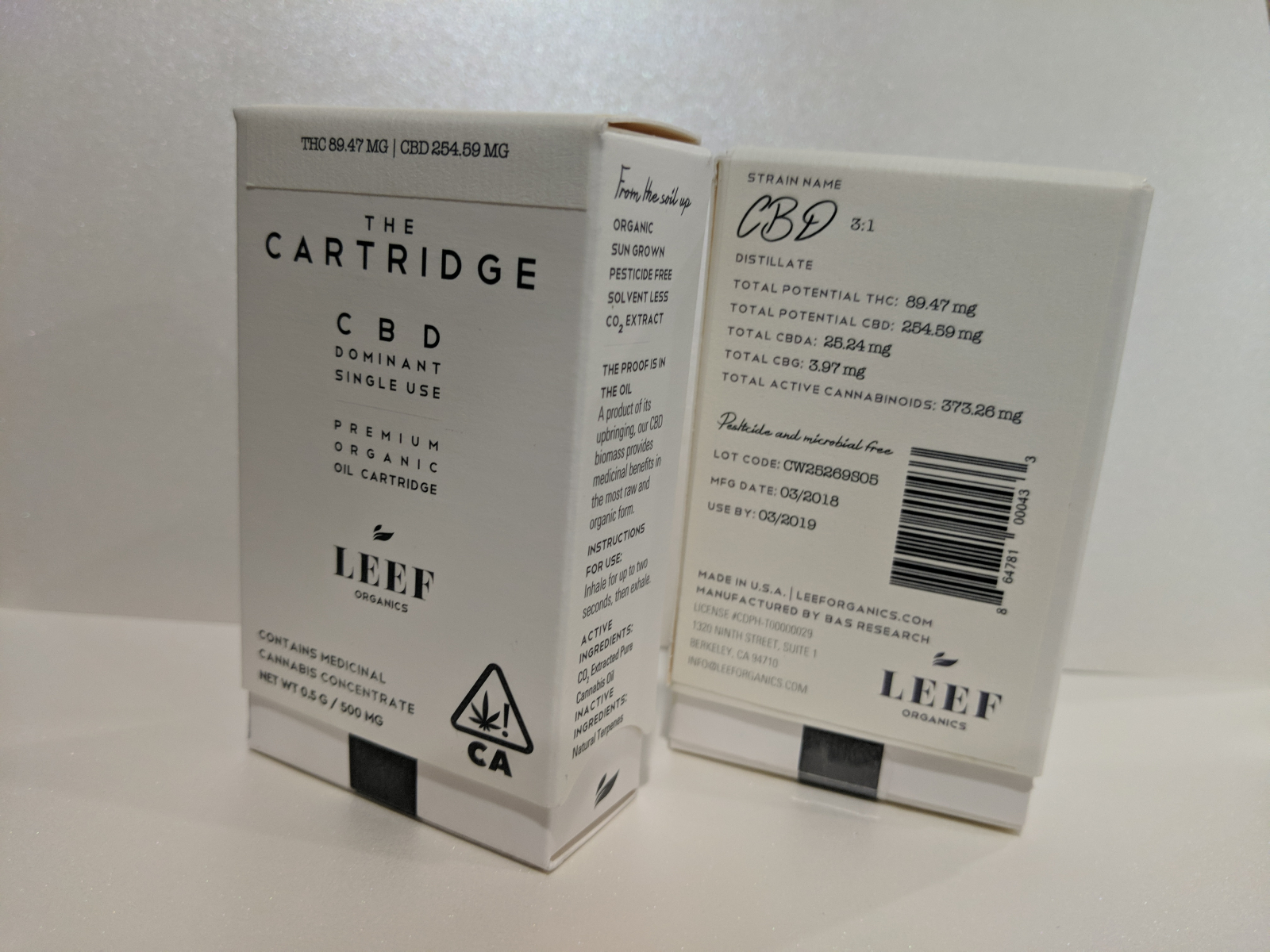 Leef CBD 3:1 half gram cartridge