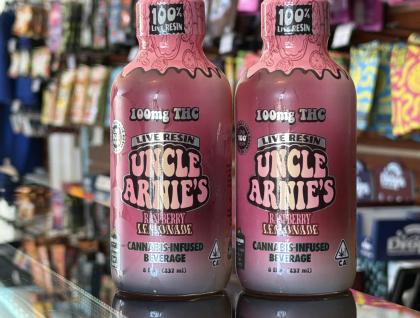 Uncle Arnie's Raspberry Lemonade 100mg live resin beverage 8oz